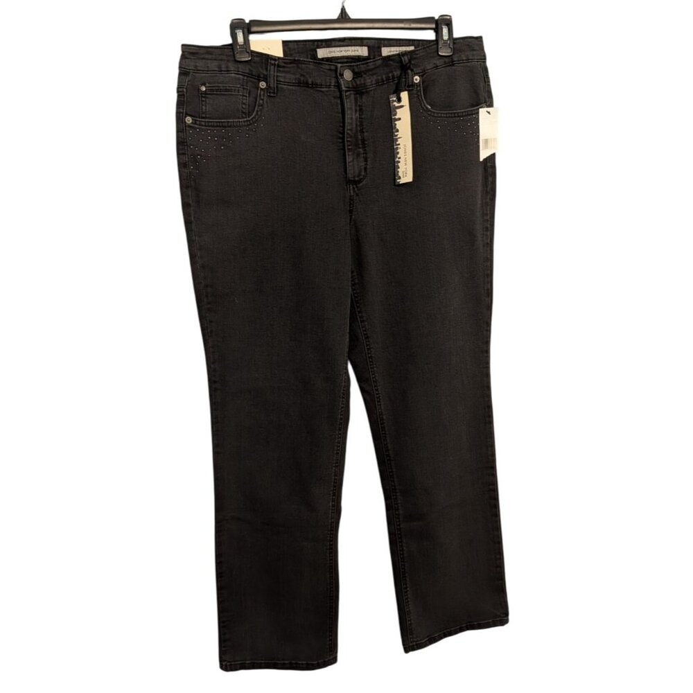 Jones New York Womens Graphite Straight Leg Jeans 20W Regular Secret Slimming Fe - Picture 2 of 14